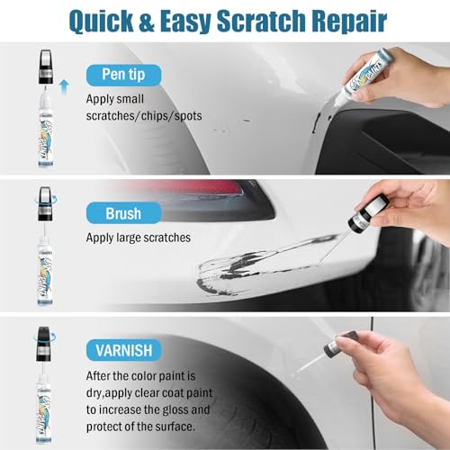 Image of White Touch Up Paint, Exact Color Match Car Paint Scratch Repair Pen Fix Vehicle Chips and Automotive Nicks Scuff