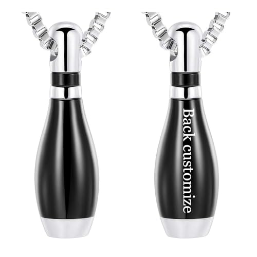 XSMZB Cremation Jewelry for Ashes Bowling Shape Memorial Urn Necklaces for Pet/Human Stainless Steel Keepsake Memories Ashes Pendant Locket