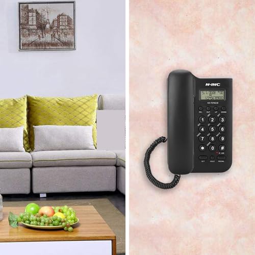 Teléfono fijo con cable para escritorio y pared negro miniatura 6