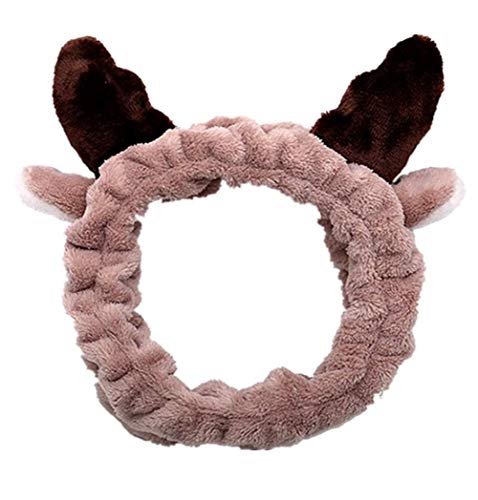 TYTF Bowknot Stirnband Geweih Plüsch Haarbänder Makeup Haarband Elastische Sport Bad Dusche Haarband Make-up-Stirnbänder Cover