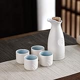 AGGF Juego de Sake de Estilo japonés con Calentador, Juego de Vino de Sake cálido Juego de Vino Chino Juego de Vino de Sake de cerámica para el hogar, Blanco, A