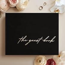 Wedding Guest Book Guest Book for Wedding Reception with Linen Hardcover & Gold Foil Embossing Unlined, No-Bleed Pages Perfect Keepsake for Sign-Ins & Polaroids - Black