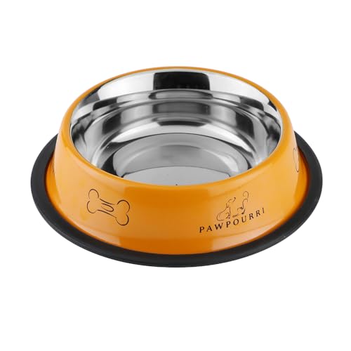 Image of Printed Anti-Skid Water and Food Feeding for Dogs and Cats Feeder Stainless Steel Pet Bowl (700 ml Black)