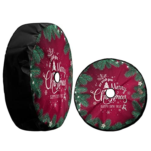Image of Delerain Spare Tire Cover with Backup Camera Hole Christmas Fir Branches Wheel Covers Waterproof Dust-Proof UV Sun Universal Fit for Jeep Trailer RV SUV Truck (17 Inch for Diameter 31 inch-33 inch)
