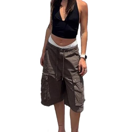 Women's Cargo Jeans High Waist Loose Fit Stretchy Distressed Denim Pants Multi-Pockets Casual Workwear Streetwear