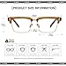 SUNBSR Fashion Square Glasses for Women Men Classic Half Frame Blue Light Blocking Glasses Computer Eyeglasses (Clear Brown)
