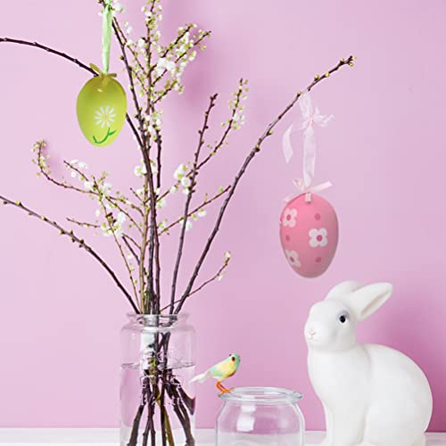 Maedack Ovo de decoração de páscoa - 12 peças de ovos de páscoa para pendurar ornamentos de plástico