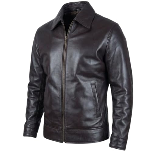 Image of Men's Suede Shirt Zipper Jacket Full Zip Casual Vintage Jackets Suede Leather Jackets for Mens