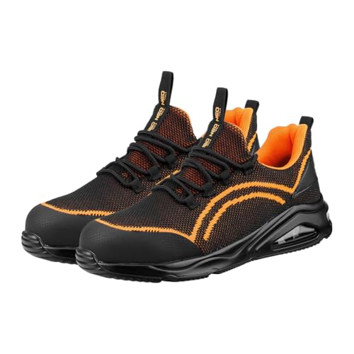 Neo Tools Chaussures de sécurité, Chaussures de Travail, légères, à Embout en Acier, Respirantes, avec Embout en Acier, antidérapantes, Neo Air O1 SR, Noir, Bleu, Pointure 39-47 EU, Orange, 43 EU