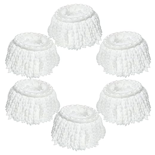Tsmine 6 Pack Mop Heads Replacements Microfiber Spin Mop Head Refill Cleaning Supplie for Home Industrial and Commercial Use,Compatible with Tsmine Spin Mop【Fit Plastic Base 6.22"- 6.29" W】