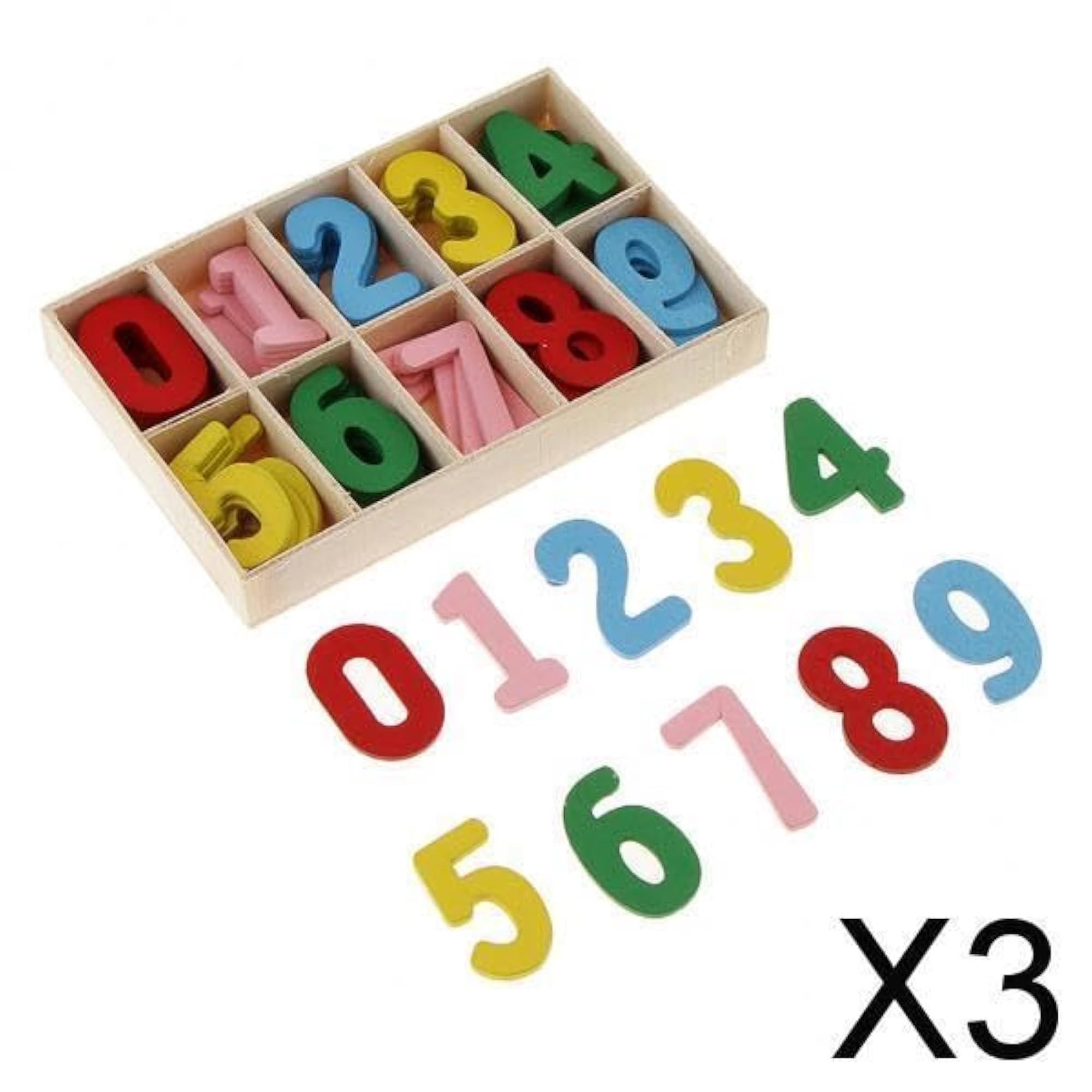 Colorful Wooden Arabic Numbers with Storage Tray