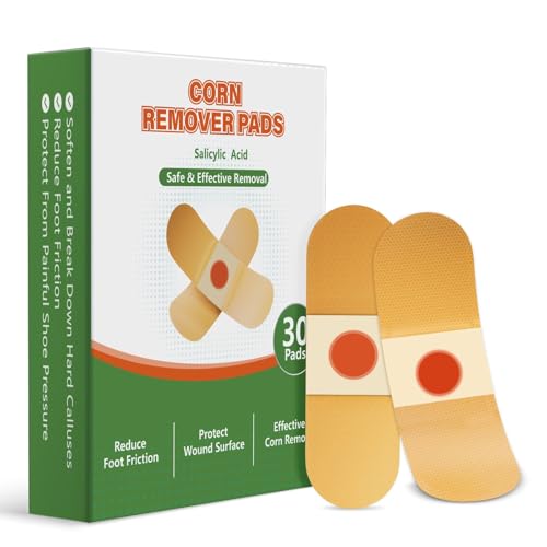 JEWII ENVI Corn Removers Pads for Feet and Toes, 40% Salicylic Acid Maximum Strength Treatment - Fast Acting Medicated Bandages, Long Lasting Adhesion - 30 Count