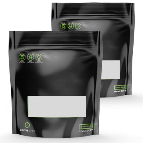 Terploc Grove Bags 2 Stück für 500g Einschweiß- und Zipbeutel mit Feuchtigkeitskontrolle Weed Humidor Beutel mit relativer Luftfeuchtigkeit zwischen 58 und 62% (2, 500 Gramm)