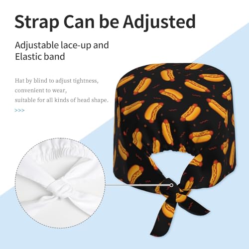 Image of Surgical Caps Men Women, Scrub Cap with Sweatband Adjustable | Tie Back Nurse Cap, Nursing Breathable Working Hat, Scrub Cap, Medical Hats