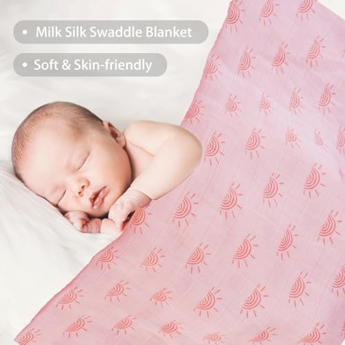 Image of Viviland Muslin Swaddle Blankets, Breathable and Skin-Friendly Baby Receiving Blankets, 2-Pack Sun, 47 x 47 inches