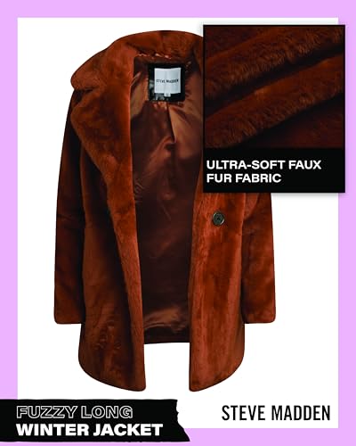 Steve Madden Women's Fur Coat - Cozy Faux Fur Coat for Women - Warm Fuzzy Long Womens Winter Coat and Down Jacket (S-XL)2