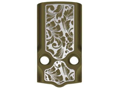 NDZ Performance MOS Optic Cover Plate for Glock G43X G48 – ODG Anodized Aluminum, Laser Engraved Patterns with Silver Color Fill – Scrollwork
