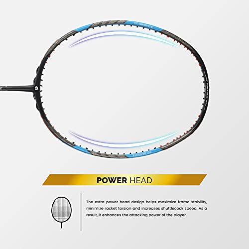 Image of Apacs Z-Ziggler (Unstrung, 38 LBS Max Tension) 6.4mm Slim Shaft | Made in Vietnam | 100% Japanese Graphite Badminton Racket with Free Full Cover | G2-4 1 /8 inches (Black Blue Grey)