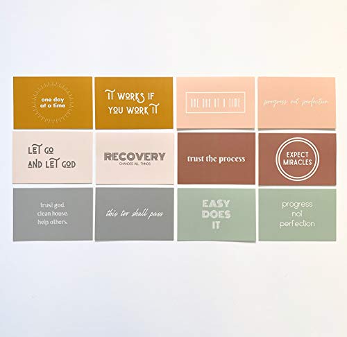 Image of Sobriety & Recovery Encouragement Assorted Card Pack - Pack of 24 - Anniversary, Congratulations, Spirituality Cards - 2 of Each with Envelopes, Positivity Cards