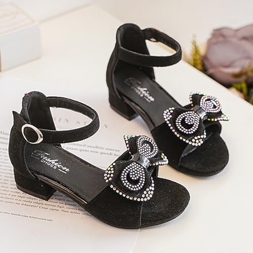 Image of Girls Dress Shoes Toddler Kids Heels Sandals Ankle Strap Wedding Party Cute Bowtie Girl Shoes