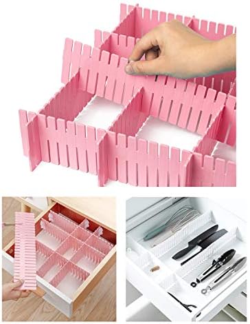 LIVEMEGREEN 24pcs Drawer Dividers Adjustable Grid Clapboard,Grid Drawer Dividers, Plastic Drawer Organizer, Adjustable DIY Plastic Closet Separator(multicolour)