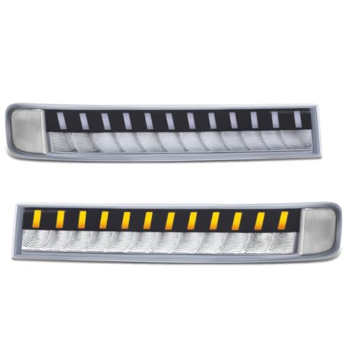 Image of DNA MOTORING Pair Sequential Start Up LED DRL Turn Signal Bumper Lights Compatible with Chevy GMC Express Savana 1500 03-14 / Express Savana 2500 3500 03-23, Chrome/Clear, BL-LED-CEGS03-CH-CL1