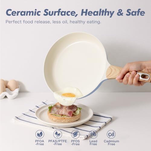 Image of SENSARTE Ceramic Pots and Pans Set Nonstick, Kitchen Cookware Sets, 14-Piece Induction Cookware, Non-toxic Healthy Non Stick Cooking Set, with Frying Pans Set, PFAS PTFE PFOA PFOS Free