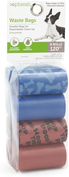 So Phresh Blue & Teal Printed Unscented Dog Waste Bags, Count of 120