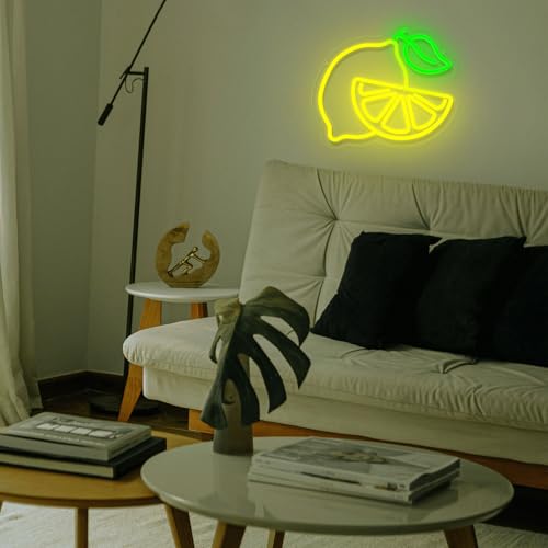 Image of Lemon Neon Sign for Wall Decor, Dimmable Yellow Lemons Neon Lights, Vibrant Fruit Themed Neon LED Signs for Kids Room, Bedroom, Restaurant, Bar, Club, Fruit Shop, Birthday Party