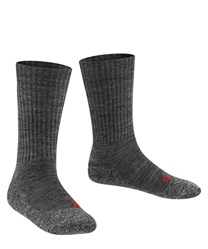 FALKE Unisex Kinder Socken Active Warm K So Wolle Funktionsmaterial dick atmungsaktiv einfarbig 1 Paar, Grau Asphalt Melange 3180, 27-30