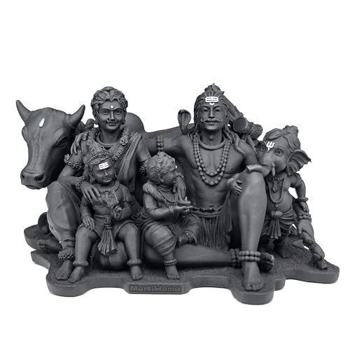 Image of MurtiHome The Perfect Family Idol of Shiva, Shiv Parivar Murti | 5 cm Tall Small Black Color Figure Made From UV Resin, Crafted by 3D Printer for Car Dashboard, Home, Office, Gift