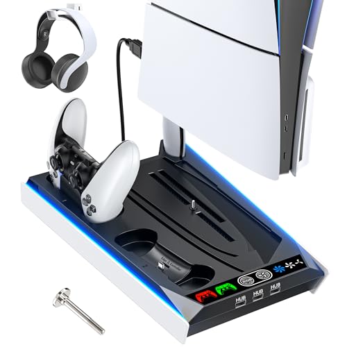 Suporte de resfriamento PS5 com carregador de controle, estação de resfriamento com ventilador de re