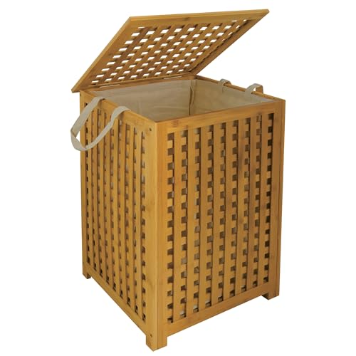 Panier à linge bambou marron de haute qualité esthétique et durable
