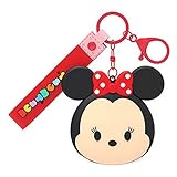 Disney womens Tsum 3D Character Design Handy Mirror Keychain Hand Strap, Metal Chain Keyring, Minnie