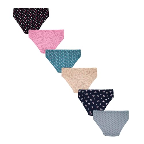 Image of Red Rose Kids Girls Cotton Printed Panty Pack of 6-Assorted