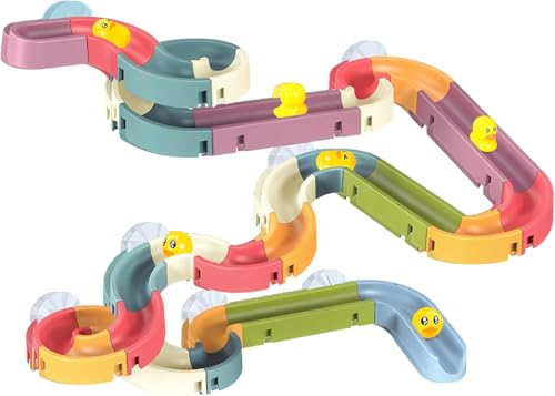 48PCS Toddler Bath Toys for Kids Ages 6-8 DIY Duck Slippery Slide Track Baby Bath Tub Toys with Suction Cups for Baby Infant Boys Girls Bath Time Ages 6 7 8Years Old