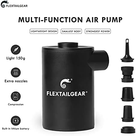 FLEXTAILGEAR MAX PUMP 2020 Portable Air Pump with 3600mAH Battery USB Rechargeable Air Pump-Quick Inflate Deflate for Air Mattress, Pool Toys, etc