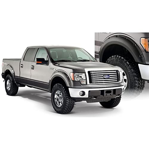 Bushwacker Pocket/Rivet Style Front & Rear Fender Flares | 4-Piece Set, Black, Smooth Finish | 20929-02 | Fits 2009-2014 Ford F-150 (Excludes Raptor) #TOP5
