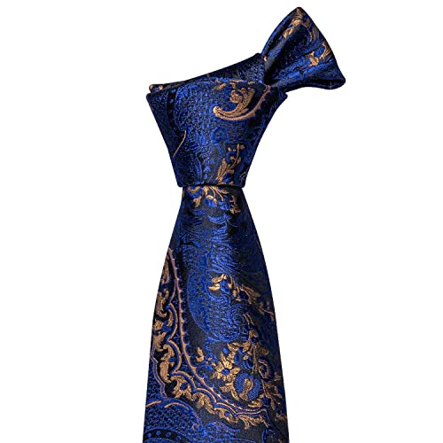 Image of YOHOWA Mens Ties Set Wedding Paisley Neckties with Handkerchief Cufflinks Formal Business