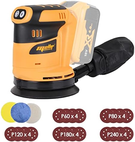 Cordless Random Orbital Sander, for DEWALT 20V/18V MAX Lithium Battery (Battery NOT Included) 5-Inch Electric Palm Sander/Polisher with Variable Speed & Dust Collector & 20PCS Sandpapers (Tool Only)