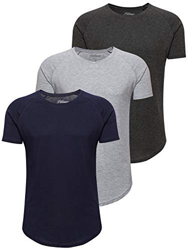 T-Shirt Homme Col Rond Basique PITTMAN Pack de 3 Hauts Unies
