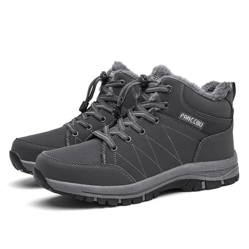Image of Mens Winter Boots Casual Lightweight Waterproof Snow Boots Anti-Slip Fur Lined Trekking Backpacking Hiking Boots