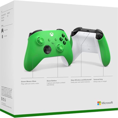 Image of Microsoft QAU-00090 Xbox Wireless Dual Controller Bundle (Velocity Green) for Xbox Series X|S, Xbox One, Windows PC, Android and iOS