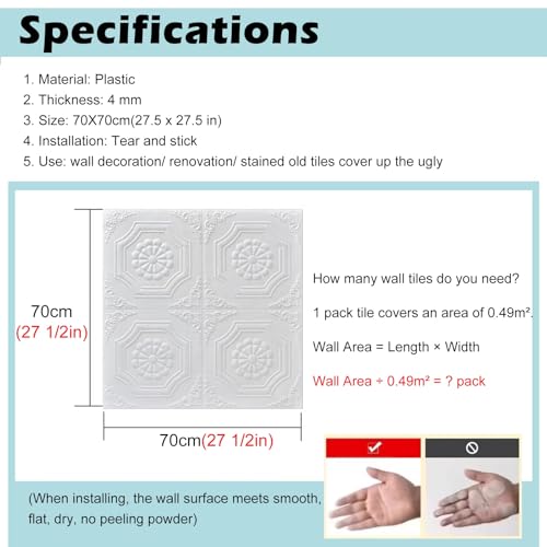 Dalles de plafond adhésives 3D en mousse lot de 50 panneaux imperméables - 4