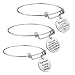 Grandma Gift 3PCS Bracelet Set - Stainless Steel Motivational Grandmother Jewelry Gift from Granddaughter Grandson, Expendable Charm Bangle Bracelets Gift for Mother's Day, Birthday Christmas (White)