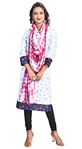 Image of Women's Pure Cotton Traditional Authentic Shibori Tie Dye Dupatta Chunni