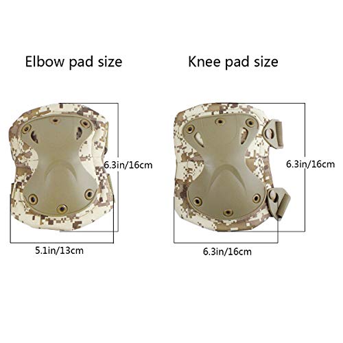 Image of Tactical Combat Knee & Elbow Protective Pads Set for Outdoor CS Paintball Game Cycling Safety Skateboarding Gear Skates Knee Protection Guard Pads