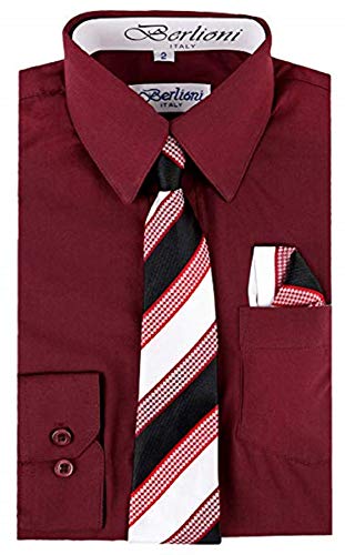 Kids Boy's Dress Shirt, Necktie, and Hanky Set - Many Color and Pattern Combinations