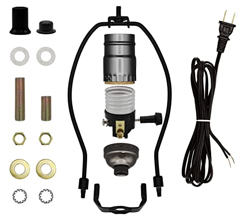 Creative Hobbies Floor Lamp Making Kit - Repair or Rewire Lamps with All Premium Essential Parts, 10 Inch Harp and Extra Long 12 Foot Cord Included (Black)