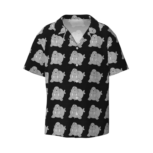 Chemise manches courtes homme imprimé morse avec poche poitrine légère